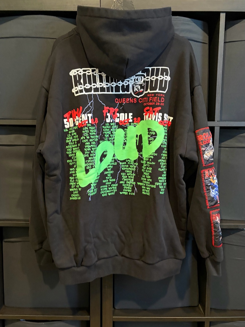 2021 Rolling Loud NYC Black Custom Slipknot Patched Hoodie City Morgue Sz 3XL